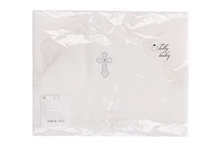 Пеленка-уголок Jolly baby Капитоний для крещения крыжма 75×75 см молочный / серебристый
