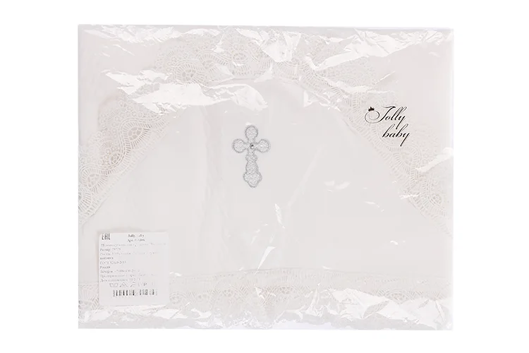 Пеленка-уголок Jolly baby Капитоний для крещения крыжма 75×75 см молочный / серебристый