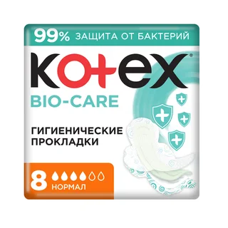 Котекс Био-кэа прокладки гигиенические с антибактериальным слоем внутри нормал 8 шт