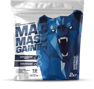 Siberian Nutrogunz Гейнер MAD Mass Gainer "Банан" 2 кг (Сухая смесь)