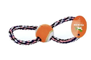 Игрушка Пижон канатная восьмерка с мячом посередине 140-160 гр 24-30 см микс цветов