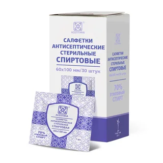 Салфетка Антисептическая Спиртовая 6×10 см 30 шт