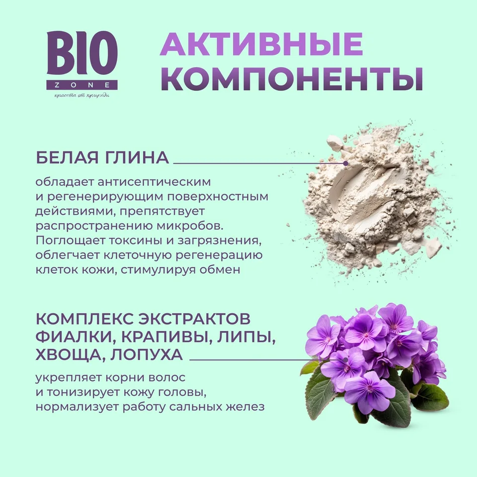 Биозон шампунь для волос с фиалкой и белой глиной 250 мл