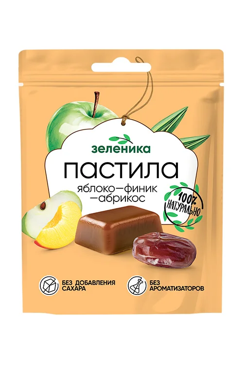 Пастила без сахара Зеленика, фруктовая, натуральная, 60 г