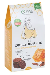 Хлебцы Олеос льняные мед / корица, 100 г