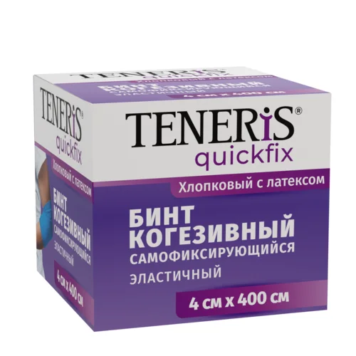 Бинт Тенерис когезивный самофикс 4 см × 4 м на тканевой основе с латексом синий