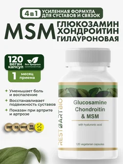 Глюкозамин, хондроитин и мсм Restartbio/Рестартбио, 120 капсул