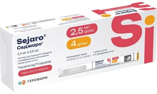 Седжаро раствор п/к 2,5 мг / доза шприц-ручка 2,4 мл+иглы 4 шт