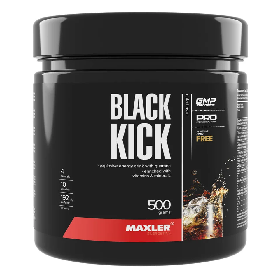Энергетический напиток с кофеином и гуараной Блэк Кик (Black Kick), вкус кола, 500 г, Maxler