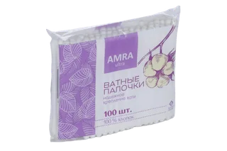 Ватные палочки Амра 100 шт (пакет)