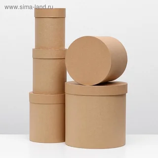 Набор коробок Upak Land 5 в 1 Крафт однотонный 30×30×30 - 15×15×20 см