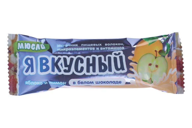 Батончик мюсли Я вкусный яблоко / лимон в белом шоколаде 25 гр