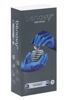 Перчатки Benovy смотр латекс н/стер неопудр повыш проч синий L 25 шт