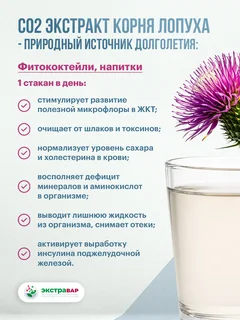 Экстракт корня Лопуха ДК СО2 водорастворимый (клеточный сок) Экстравар 15 мл
