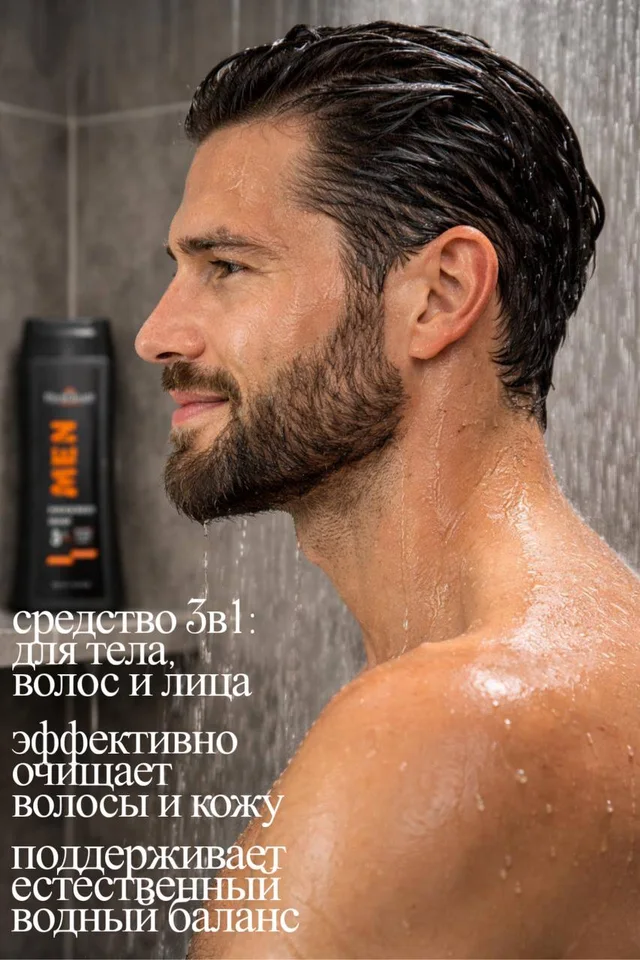 Шампунь мужской "3 в 1"для волос и тела "Energizing refreshing" тонизирующий с экстрактами мяты Hydroderm, 300 мл