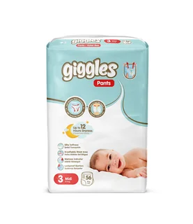 Подгузники-трусики детские Giggles, 3 размер (4- 9 кг), 56 штук