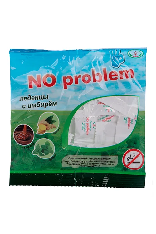 Леденцы Вулкан NO problem с имбирем аромат мелиссы и карамели 50 гр