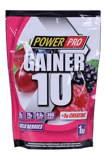 Гейнер 10 Power Pro 1 000 гр порошок со вкусом лесных ягод