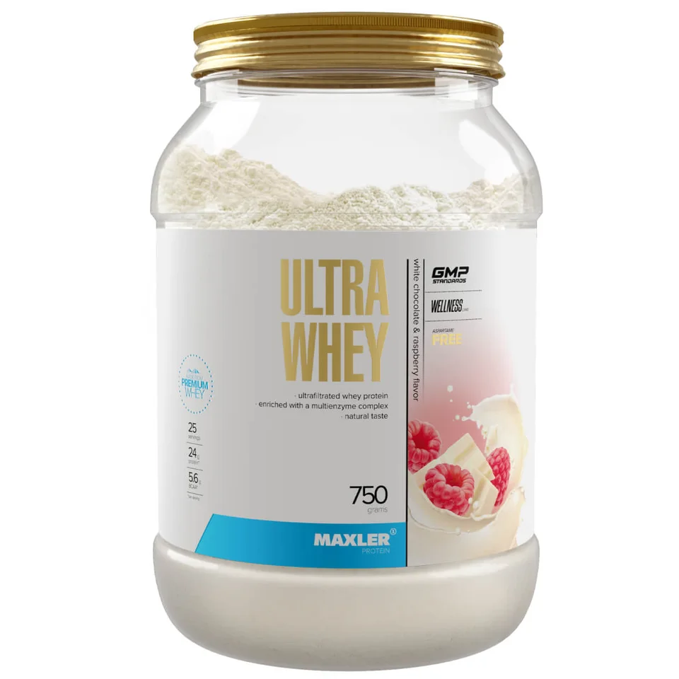 Сывороточный протеин Ультра Вэй (Ultra Whey), вкус Белый шоколад с малиной, 750 г, Maxler
