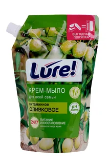 Крем-Мыло Lure жид для всей семьи витаминное оливковое 500 мл дой-пак