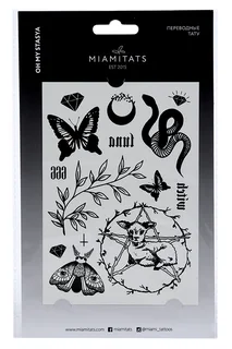 Тату Miami Tattoos OH MY Stasya переводные надписи змея мотылёк формат А6