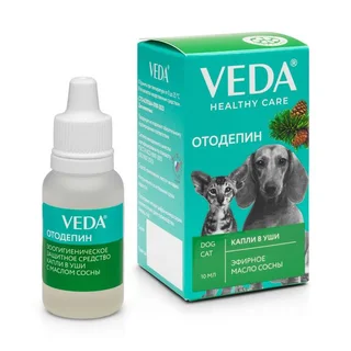 Veda Отодепин Капли в уши зоогигиеническое защитное с маслом сосны фл. 10 мл