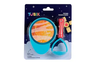 Миска Tubik спутники Тарелкус и Мялкус с прибором синий / красный 250 мл