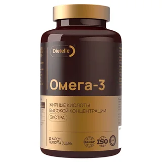 Омега-3 жирные кислоты высокой концентрации Экстра, 30 капсул, Dietelle