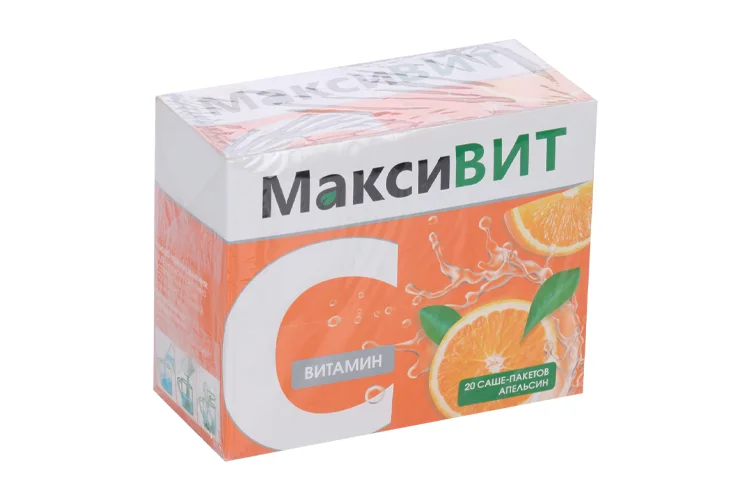 Аскорбиновая кислота Витамин С Максивит 16 гр 20 шт порошок со вкусом апельсина