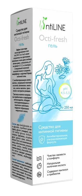 Гель ИнтиЛайн Окти-фрэш для интимн гигиены ультраосвежающая формула 250 мл