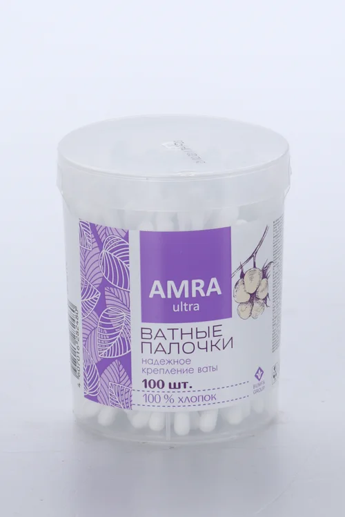 Ватные палочки Амра 100 шт (цилиндр)