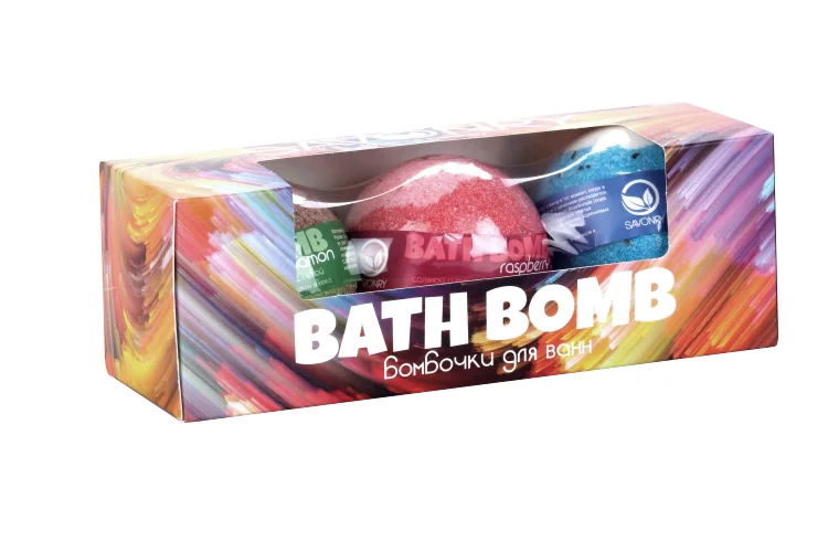 Набор Savonry Bath Bomb бомбочки для ванны яблоко-корица / малина / морские водоросли 3 шт