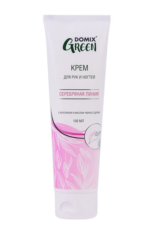 Крем Domix Green кератин / масло чайного дерева / серебро для рук / ногтей 100 мл
