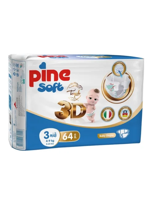 Подгузники детские 3 Pine Soft 3D Midi (4-9 кг) 64 шт