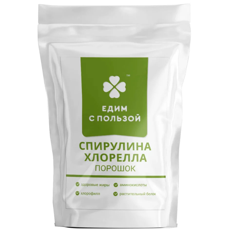Спирулина+Хлорелла (микс) порошок, 100 г , Едим с пользой