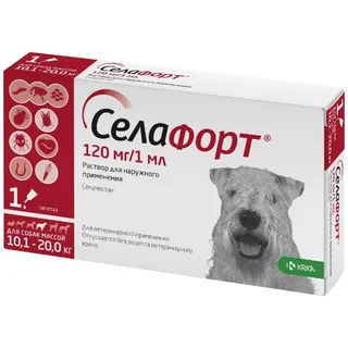Селафорт капли на холку для собак весом от 10,1 до 20 кг пипетка 120 мг 1 мл