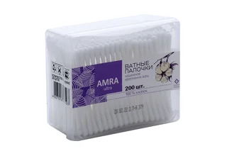 Ватные палочки Амра 200 шт (прямоуг)