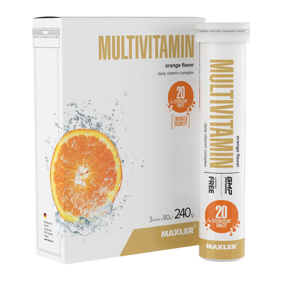 Мультивитамины Maxler Multivitamin комплекс витаминов 3 тубы по 20 шипучих шт - Апельсин