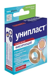 Унипласт пластырь натуральная ткань 1,25×500 см