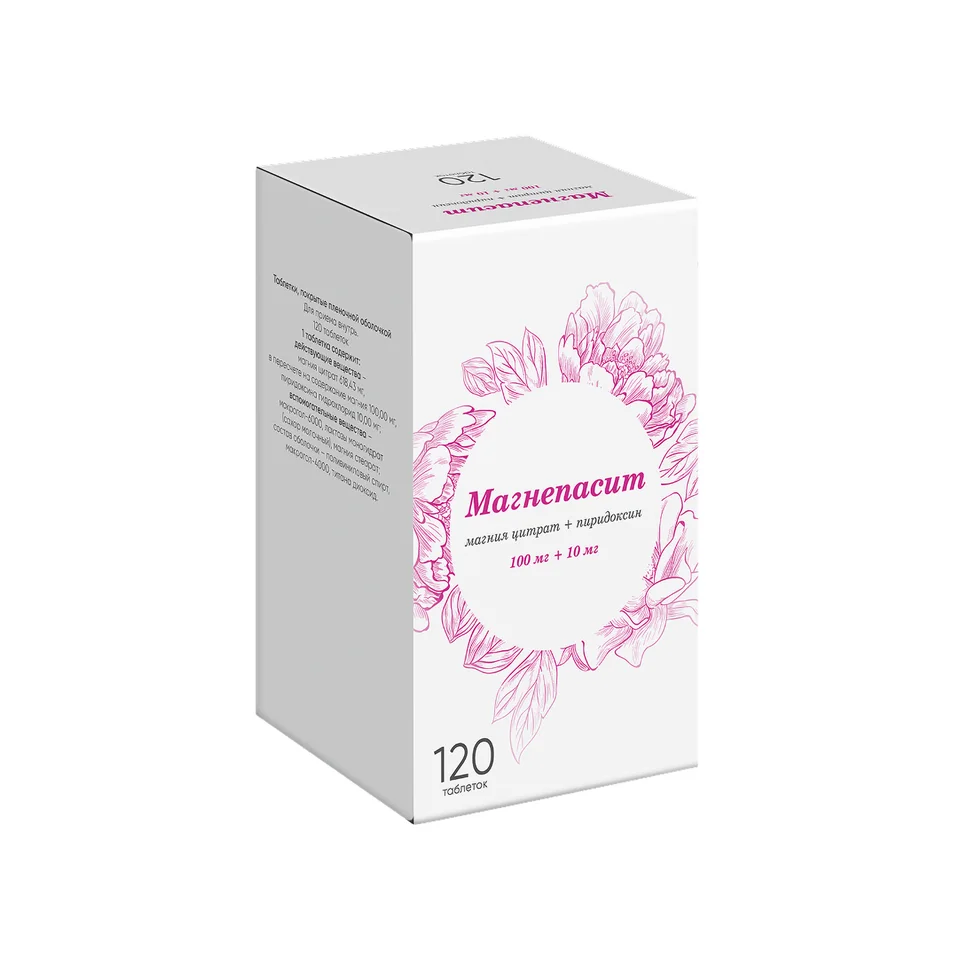 Магнепасит таблетки 100+10 мг 120 шт