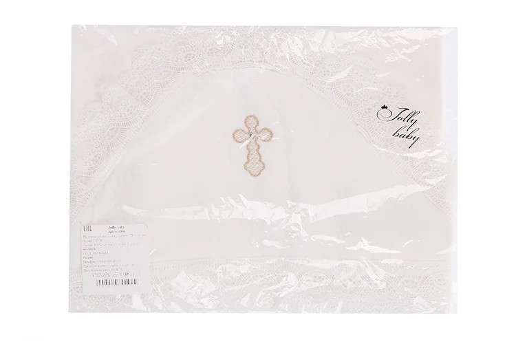Пеленка-уголок Jolly baby Капитоний для крещения крыжма 75×75 см молочный / золотистый
