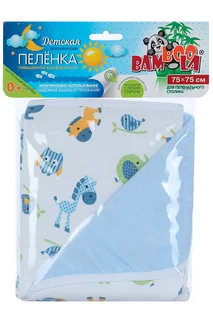 Пеленка Бамбула непромок для пеленального столика слоны / бублики синий 75×75 см