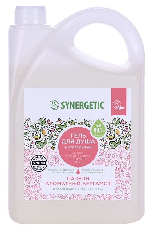 Гель для душа Synergetic натуральный пачули и ароматный бергамот 3,5 л