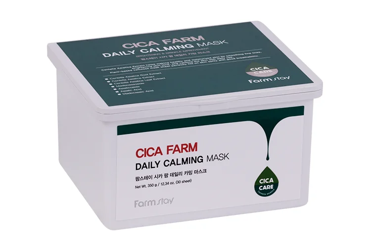 Маска Farmstay Cica Farm Daily Calming Mask тканевая для лица успокаивающая с центеллой, 350 г, 30 шт