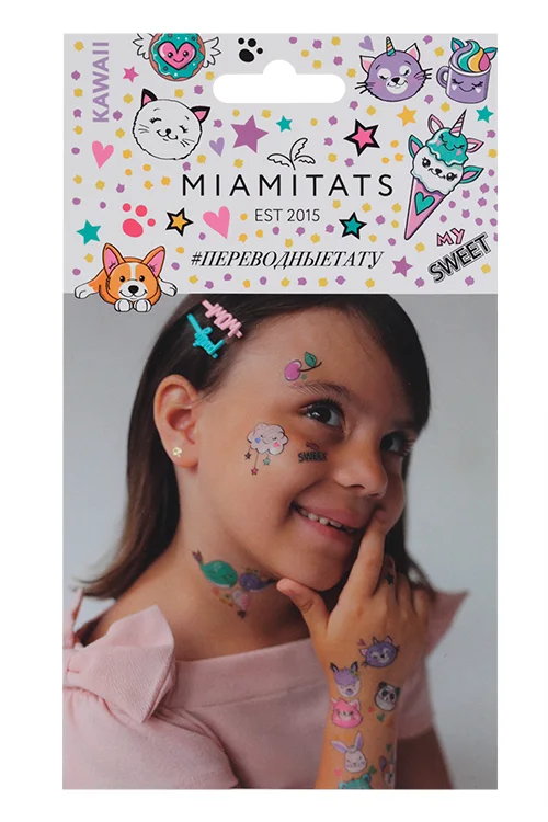 Набор переводных тату Miamitats Kids Kawaii (5 листов) (6424)