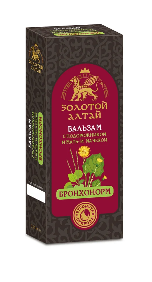 Бальзам Золотой Алтай без алког Бронхонорм подорожник / мать-и-мачеха 250 мл