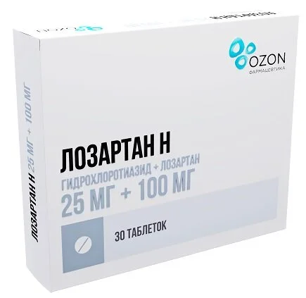 Лозартан таблетки 25+100 мг 30 шт