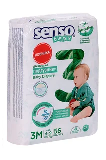 Детские подгузники Senso Baby Sensitive midi (4-9 кг) 56 шт