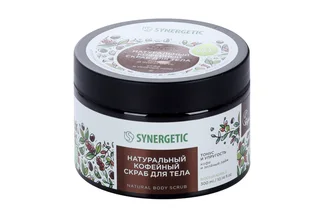 Скраб Synergetic для тела тонус и упругость кофейный кофе и зеленый лайм 300 мл
