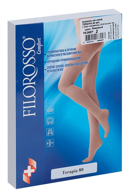 Колготки Filorosso Terapia компресс лечеб-профилакт 80 den 2 класс бежевый р 2